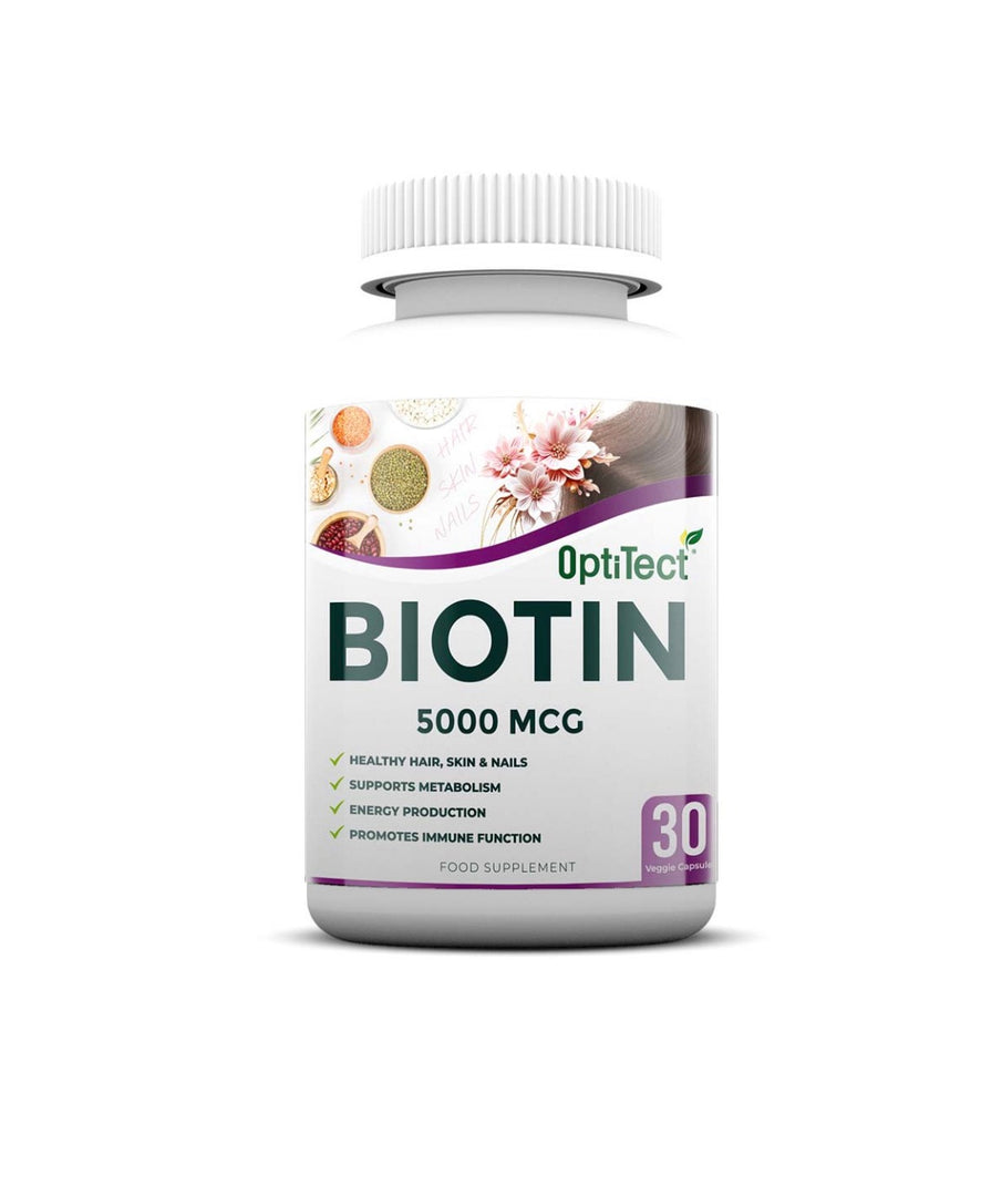 Optitect Biotin 5000 Mcg, Unflavored, 30 Veggie Capsules, Thicker and Healthier Hair