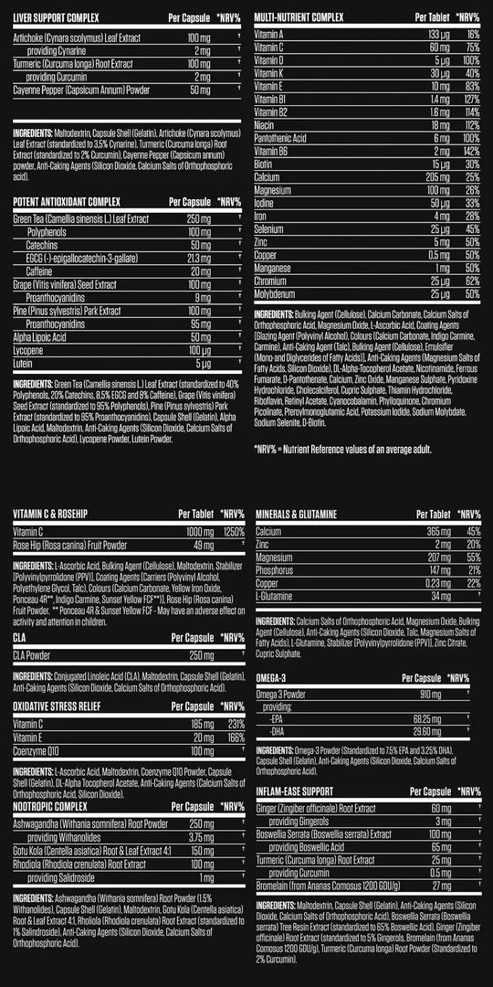 Applied Nutrition Black Stak - The Ultimate Health Pack (30 packs in each tub)