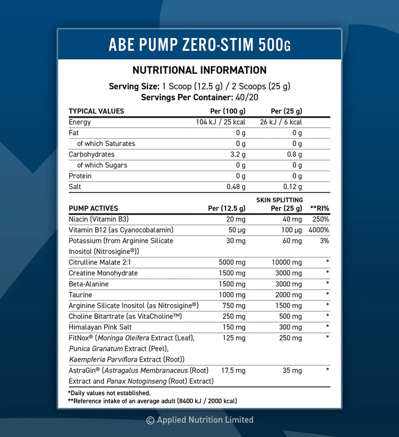 APPLIED NUTRITION ABE PUMP - None Stim Pre-Workout